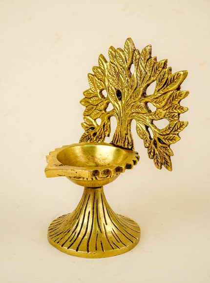 Brass Kalpavriksha Tree with Diya - 6 inch - WL5811