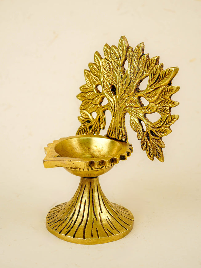 Brass Kalpavriksha Tree with Diya - 6 inch - WL5811
