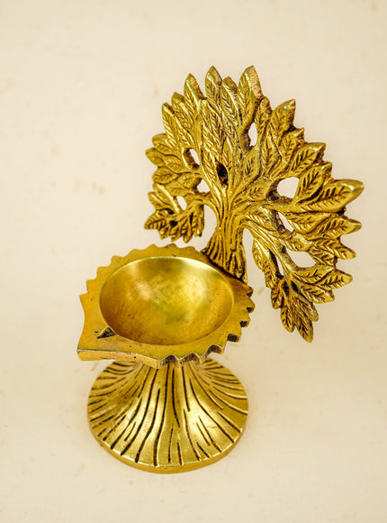 Brass Kalpavriksha Tree with Diya - 6 inch - WL5811