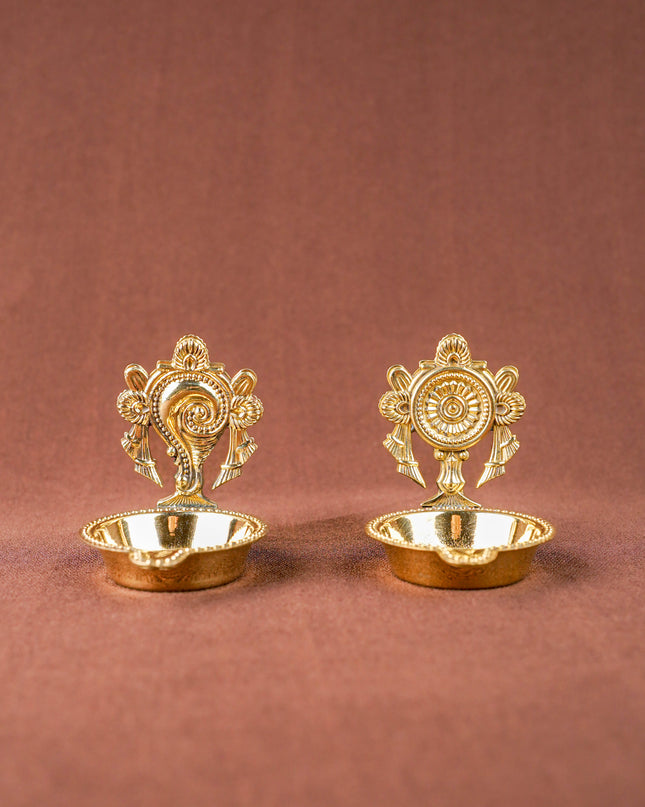 Brass Shankh Chakra Diya - WBG1534