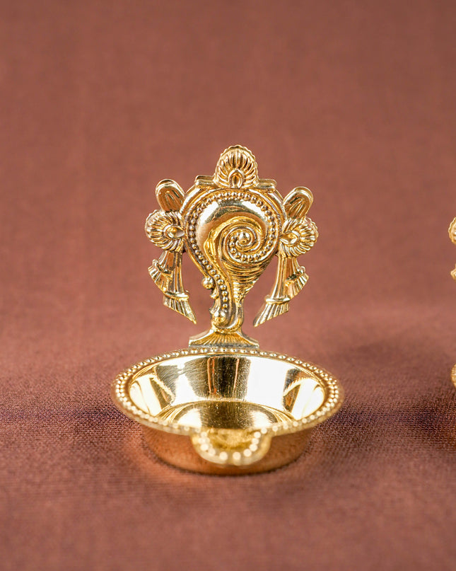 Brass Shankh Chakra Diya - WBG1534