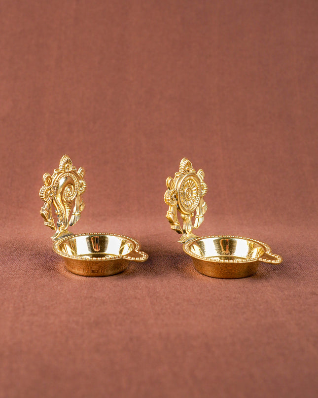 Brass Shankh Chakra Diya - WBG1534