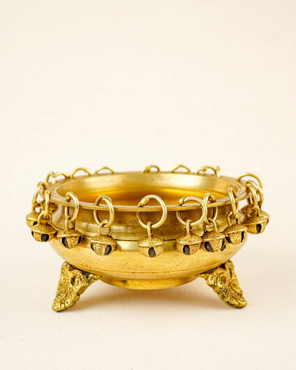 Brass Urli with Bells - 5 inch - WL5858