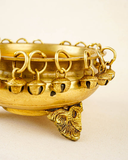 Brass Urli with Bells - 5 inch - WL5858