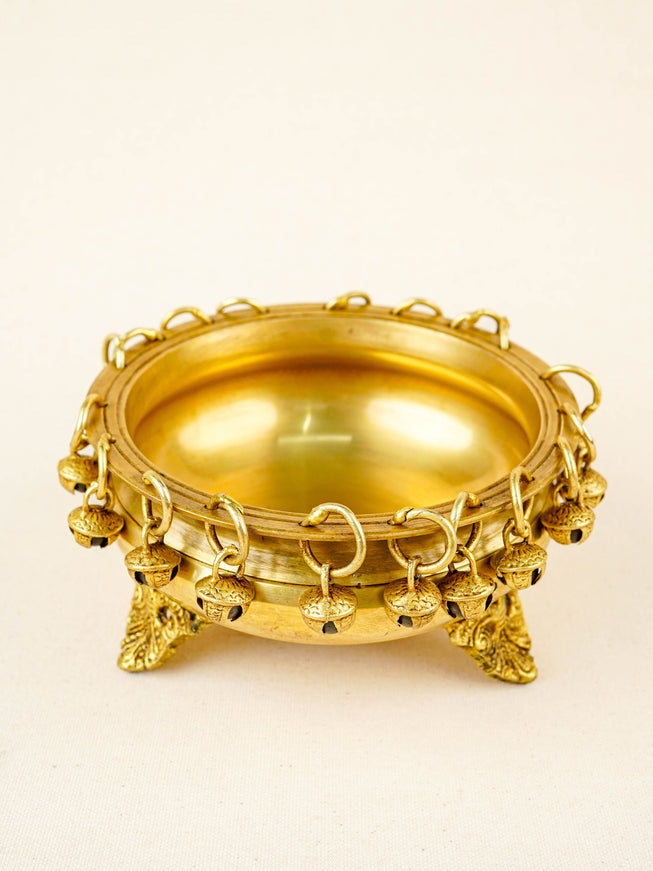 Brass Urli with Bells - 5 inch - WL5858