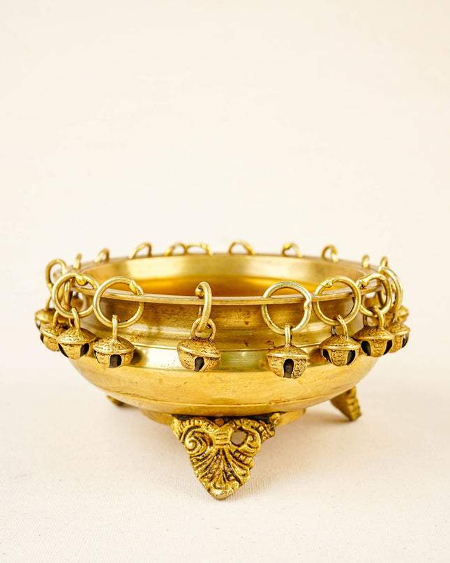 Brass Urli with Bells - 5 inch - WL5858