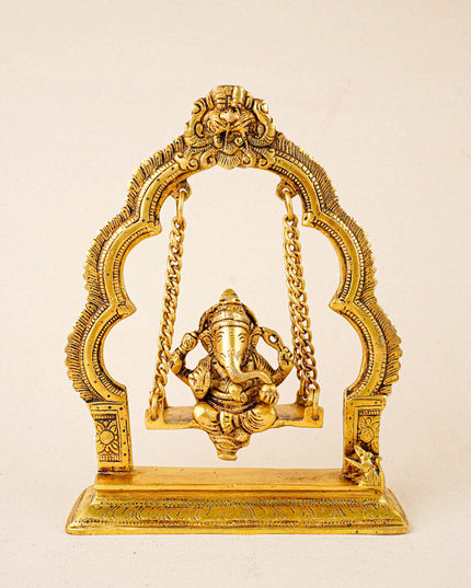 Brass Jhoola Ganesha - 9 inch - WL5864