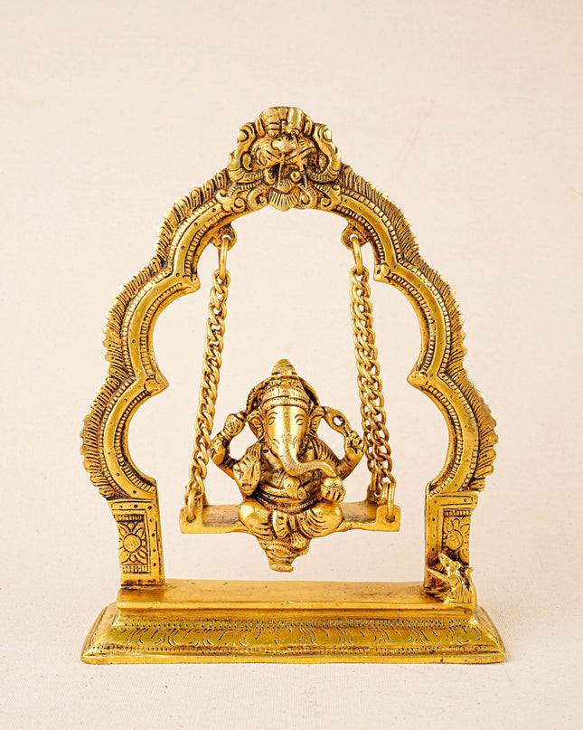 Brass Jhoola Ganesha - 9 inch - WL5864