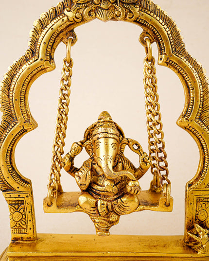 Brass Jhoola Ganesha - 9 inch - WL5864