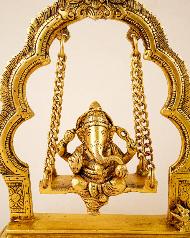 Brass Jhoola Ganesha - 9 inch - WL5864