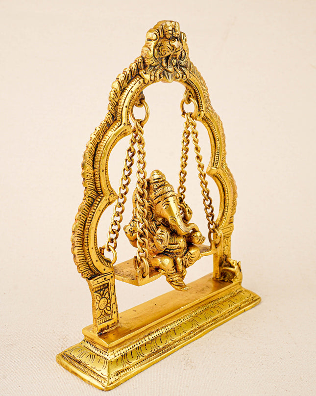 Brass Jhoola Ganesha - 9 inch - WL5864