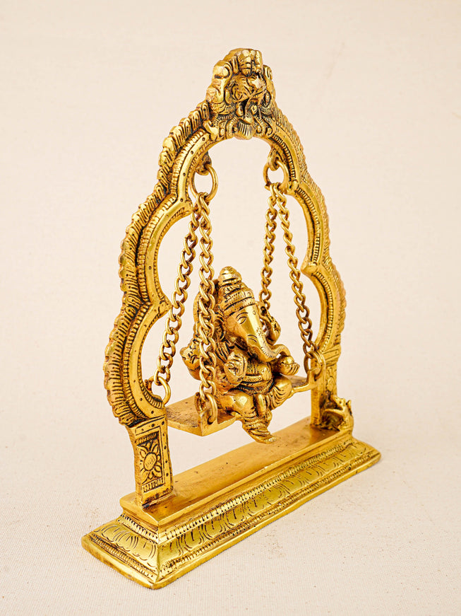 Brass Jhoola Ganesha - 9 inch - WL5864