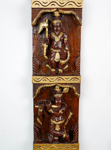 Wooden Carved Dasavatharam Wall Hanging Panel - Set of 2 - WL5884