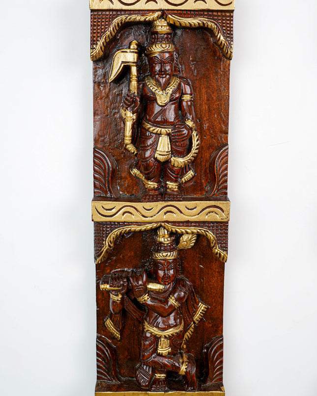 Wooden Carved Dasavatharam Wall Hanging Panel - Set of 2 - WL5884