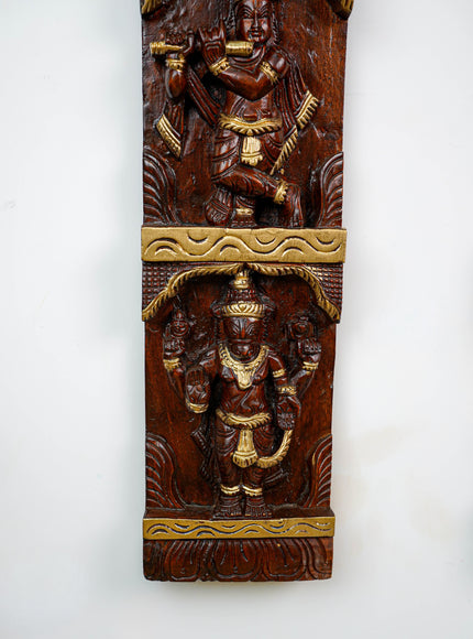 Wooden Carved Dasavatharam Wall Hanging Panel - Set of 2 - WL5884