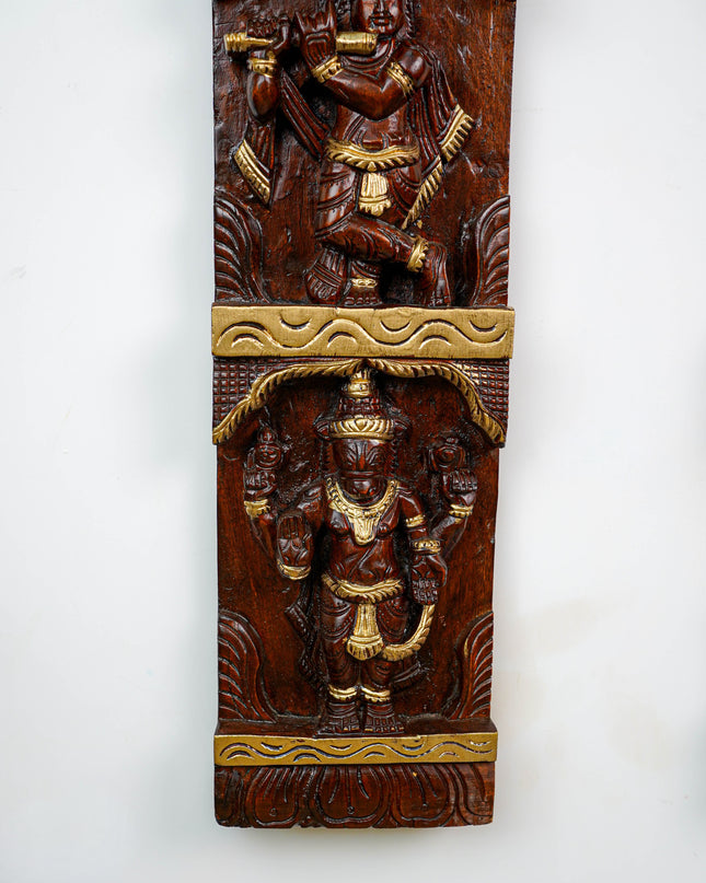 Wooden Carved Dasavatharam Wall Hanging Panel - Set of 2 - WL5884