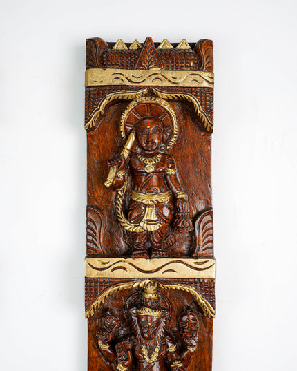 Wooden Carved Dasavatharam Wall Hanging Panel - Set of 2 - WL5884