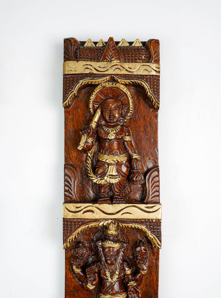 Wooden Carved Dasavatharam Wall Hanging Panel - Set of 2 - WL5884