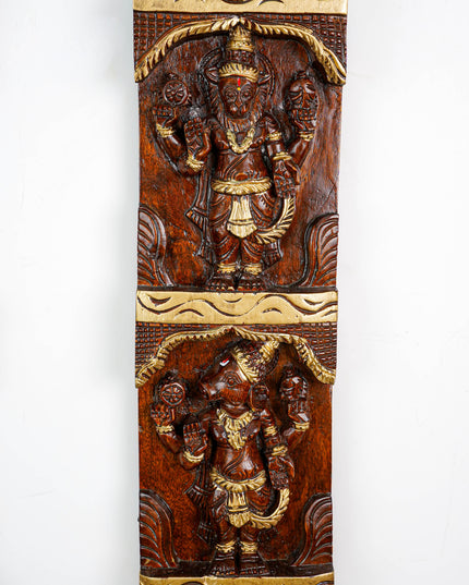 Wooden Carved Dasavatharam Wall Hanging Panel - Set of 2 - WL5884