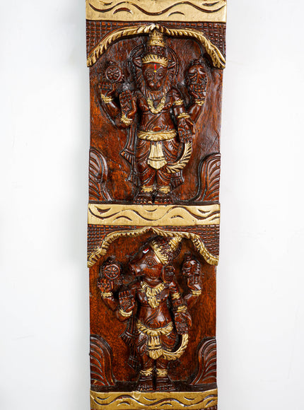 Wooden Carved Dasavatharam Wall Hanging Panel - Set of 2 - WL5884