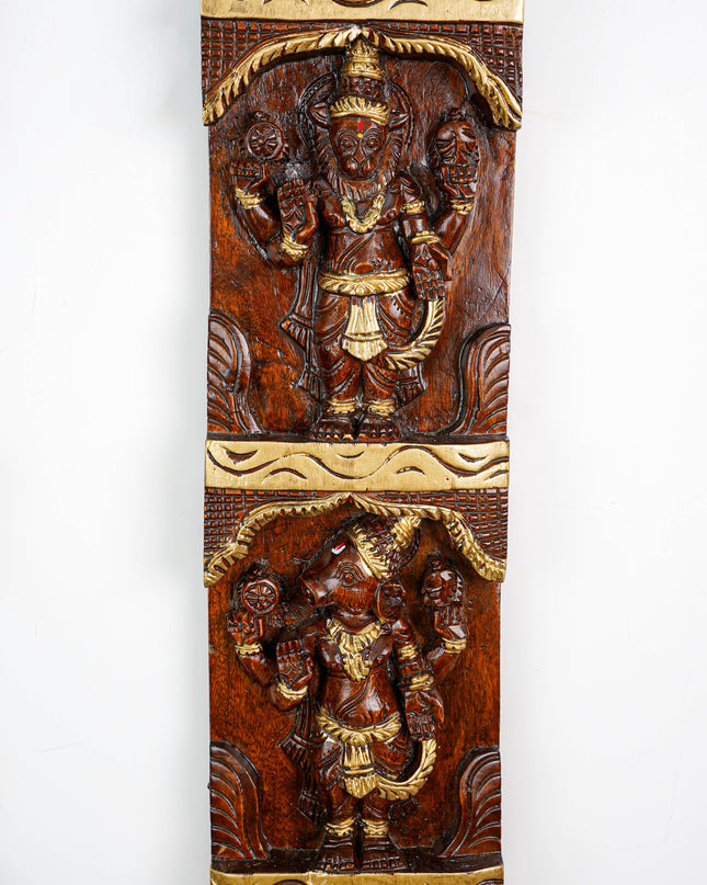 Wooden Carved Dasavatharam Wall Hanging Panel - Set of 2 - WL5884
