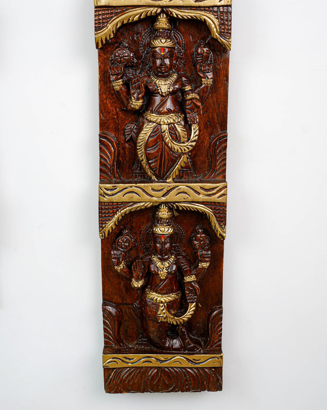 Wooden Carved Dasavatharam Wall Hanging Panel - Set of 2 - WL5884