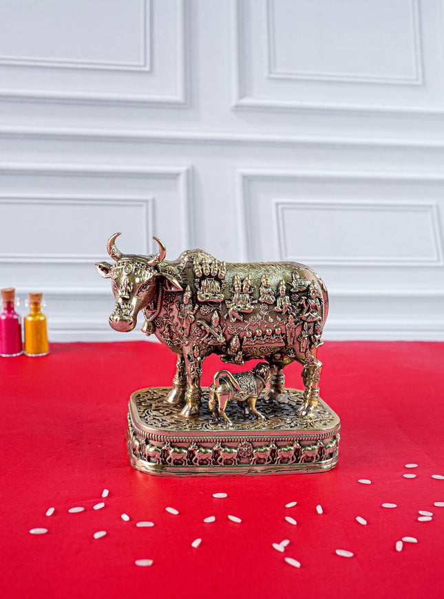 Brass Antique Cow & Calf Idol - 4 inch - WL5885