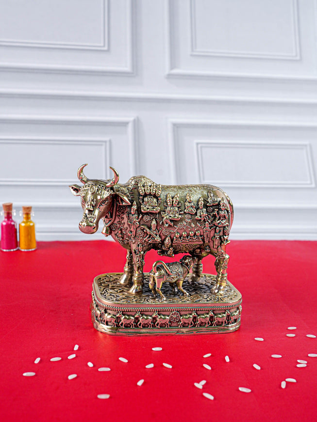 Brass Antique Cow & Calf Idol - 4 inch - WL5885