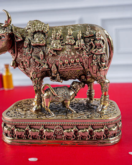 Brass Antique Cow & Calf Idol - 4 inch - WL5885
