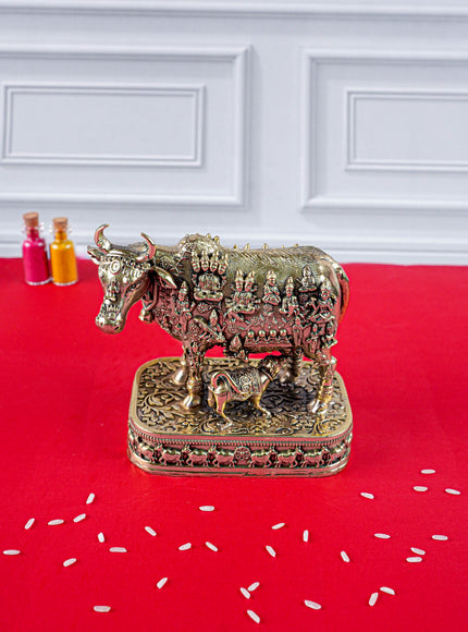 Brass Antique Cow & Calf Idol - 4 inch - WL5885