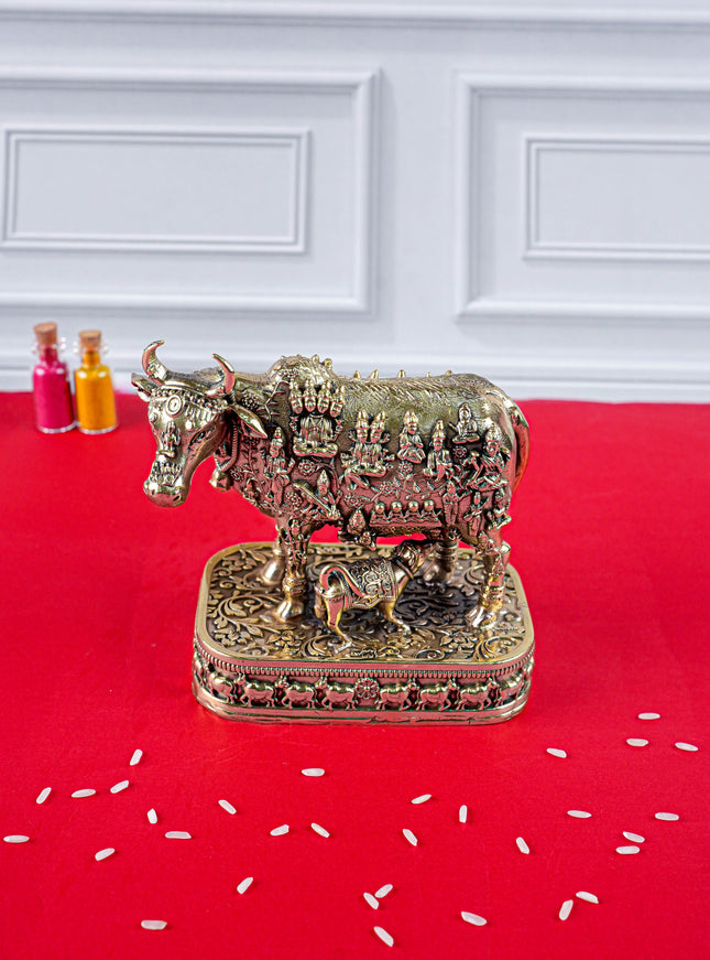 Brass Antique Cow & Calf Idol - 4 inch - WL5885