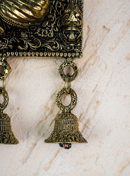 Brass Antique Ganesha Wall Hanging with Bell - 7 inch - WL5886