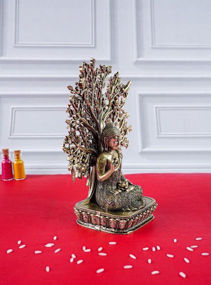 Brass Buddha with Kalpavriksha Tree Idol - 6 inch - WL5888
