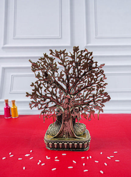 Brass Buddha with Kalpavriksha Tree Idol - 6 inch - WL5888