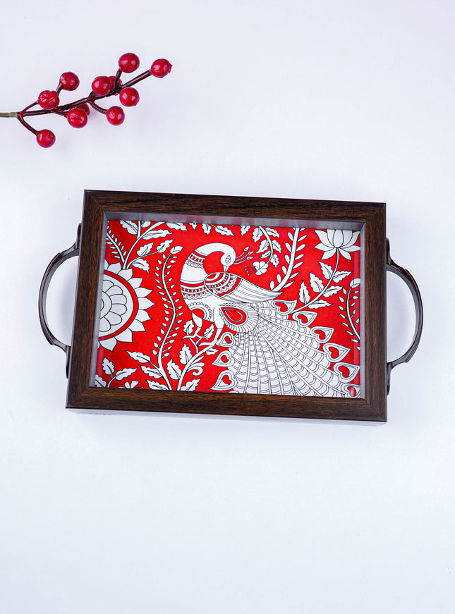 Wooden Tray with Peacock Digital Print - WL5890