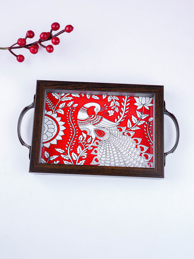 Wooden Tray with Peacock Digital Print - WL5890
