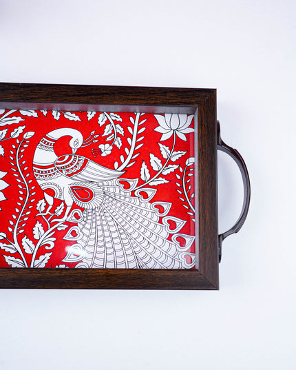 Wooden Tray with Peacock Digital Print - WL5890