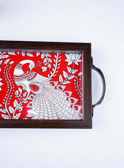 Wooden Tray with Peacock Digital Print - WL5890