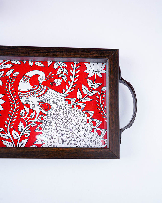 Wooden Tray with Peacock Digital Print - WL5890