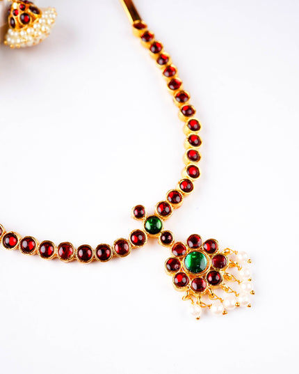 Kemp Necklace with Earrings - Red - WL5922-1
