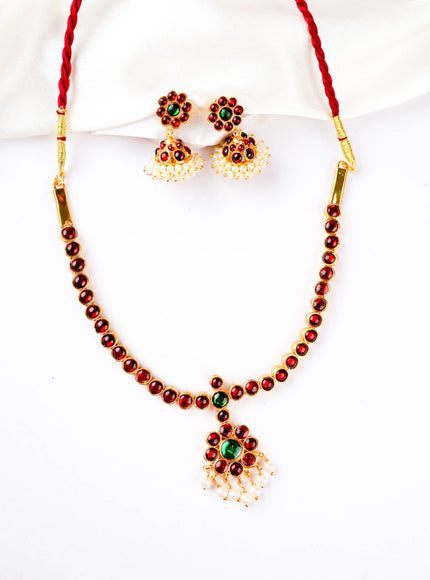 Kemp Necklace with Earrings - Red - WL5922-1