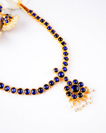 Kemp Necklace with Earrings - Blue - WL5922-3