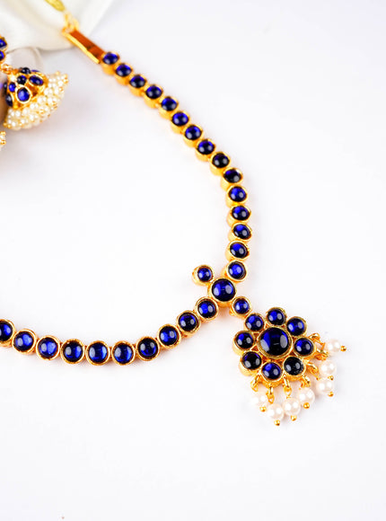 Kemp Necklace with Earrings - Blue - WL5922-3