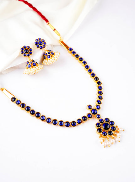 Kemp Necklace with Earrings - Blue - WL5922-3