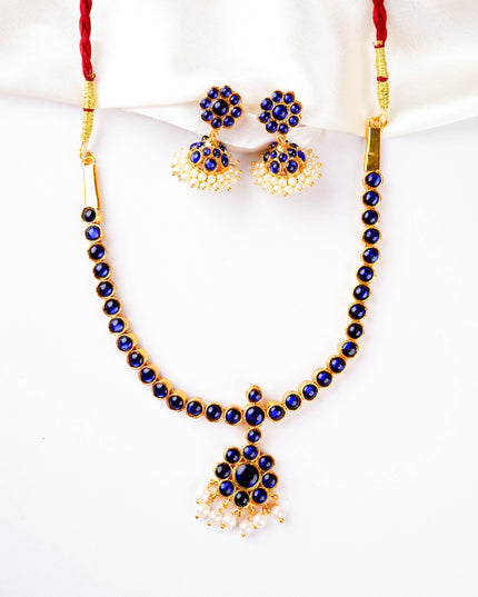 Kemp Necklace with Earrings - Blue - WL5922-3