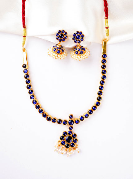 Kemp Necklace with Earrings - Blue - WL5922-3