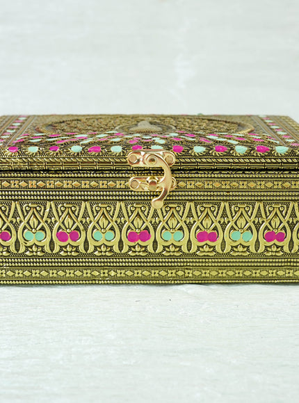 Oxidized Peacock Design - Dry Fruit Box with 2 Jar - 8 inch - WL5924