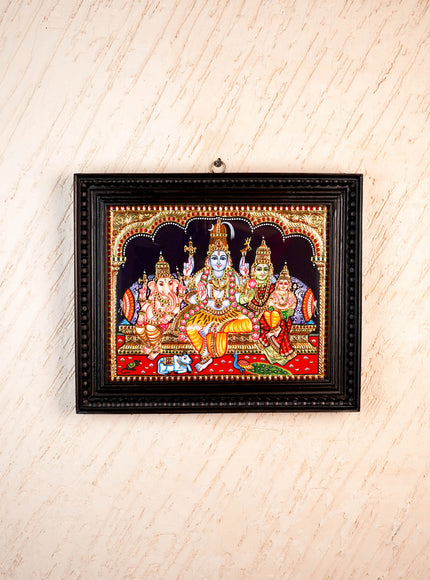 Tanjore Painting - Shiv-Parivar - Flat (Gold Foil) - 15x12 inch - WL5948