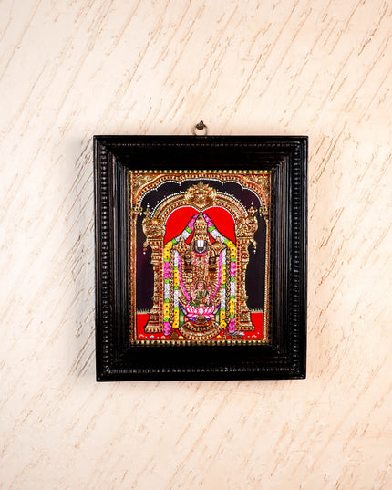 Tanjore Painting - Tirupati Balaji - Flat (Gold Foil) - 12x10 inch - WL5949