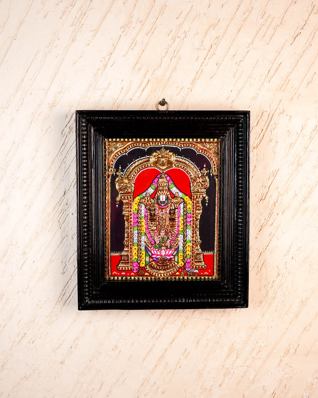 Tanjore Painting - Tirupati Balaji - Flat (Gold Foil) - 12x10 inch - WL5949